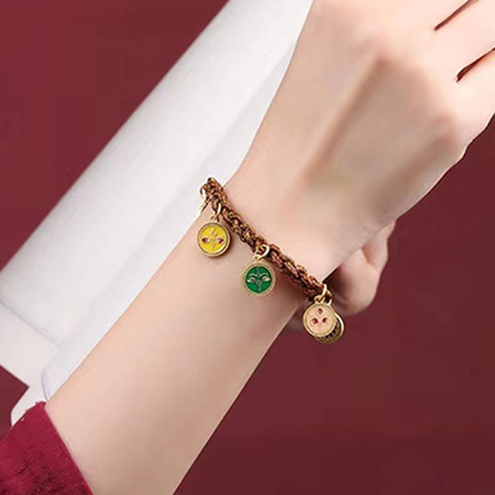 Pulsera de cuerda trenzada de la suerte Thangka de los cinco dioses tibetanos de la riqueza