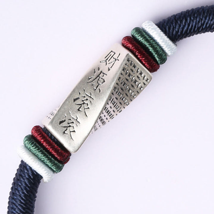 Pulsera con hebilla de cadena de bendición hecha a mano con Buddha Stones de plata de ley 999 con beneficios que fluyen desde todos los lados