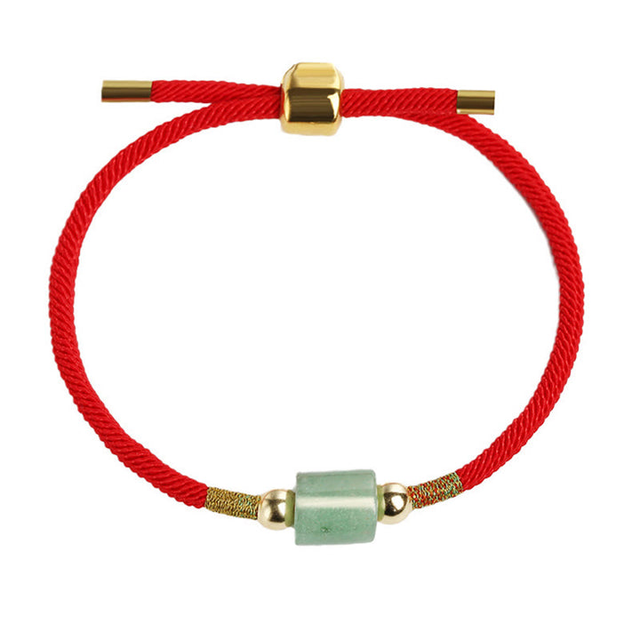 Pulsera de cuerda trenzada hecha a mano con Buddha Stones, Aventurina verde, piedra roja, malaquita, protección de la suerte, Tíbet