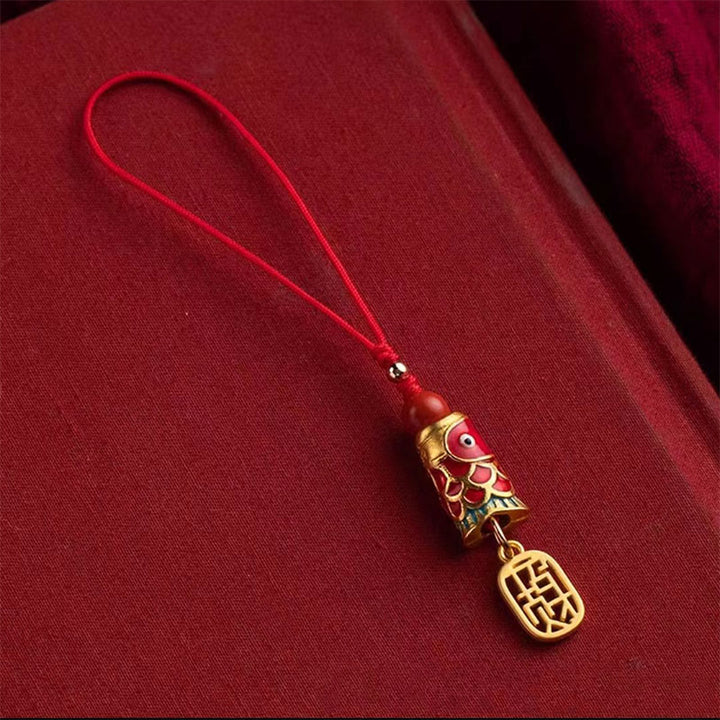 Buddha Stones, pez Koi, cinabrio que atrae la riqueza, deseo Ruyi, amuleto de suerte, decoración colgante para teléfono