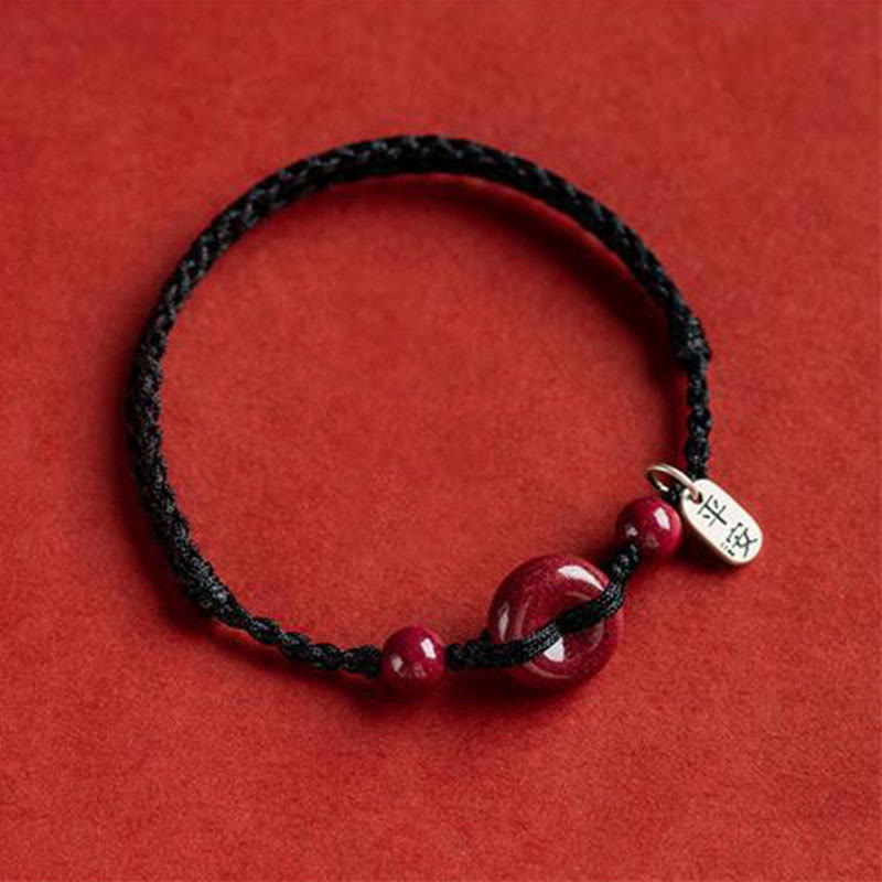 Pulsera tobillera con hebilla de paz de cinabrio hecha a mano con Buddha Stones, abalorio seguro y saludable, pulsera de bendición