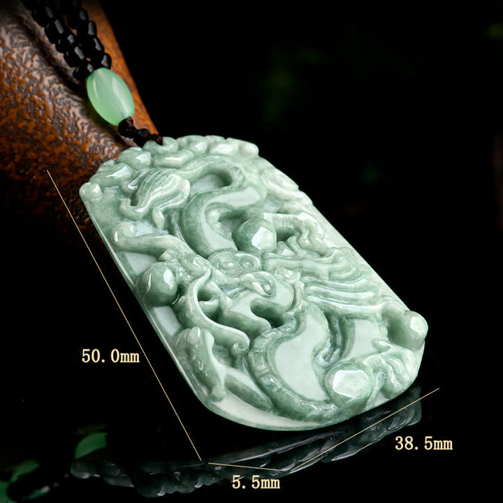 Buddha Stones Año del Dragón Dragón del Zodíaco Chino Colgante de Cadena de Cuentas de Protección de Jade