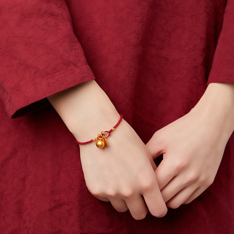 Pulsera de cuerda roja con diseño de personaje Fu hecho a mano con Buddha Stones