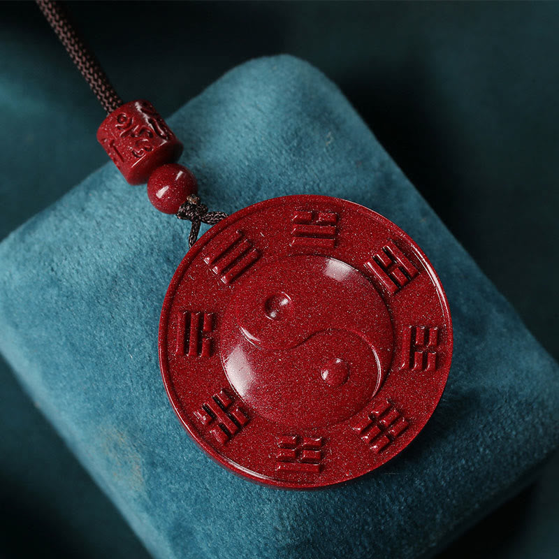 Colgante de collar de bendición de Buddha Stones cinabrio Yin Yang Bagua - image 2
