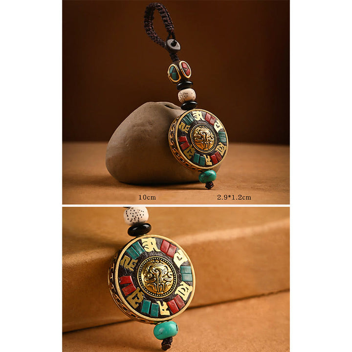 Llavero de paz con Buddha Stones tibetanas Om Mani Padme Hum Bodhi Seed