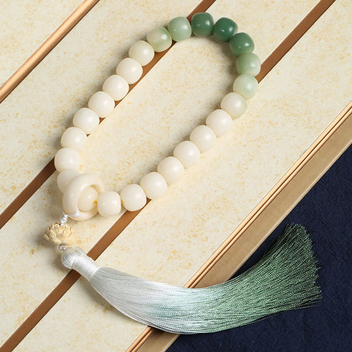 Bolsa de dinero de fortuna con semilla de Bodhi, gradiente Natural, borla de sabiduría de loto, Mala para muñeca