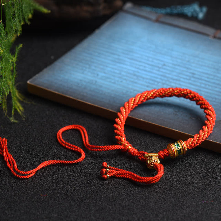 Pulsera de cadena colorida con cuentas de rueda de oración de la suerte hecha a mano tibetana con Buddha Stones
