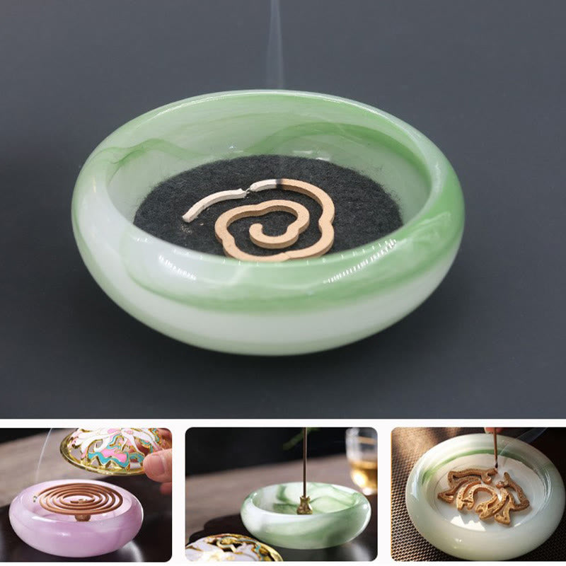 Quemador de incienso de meditación curativa de cristal Liuli de zorro de nueve colas con Buddha Stones