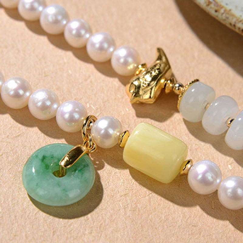Buddha Stones, Plata de Ley 925, Perla, Jade Hetian, ágata roja, doble felicidad, ámbar, suerte, pulsera cuádruple
