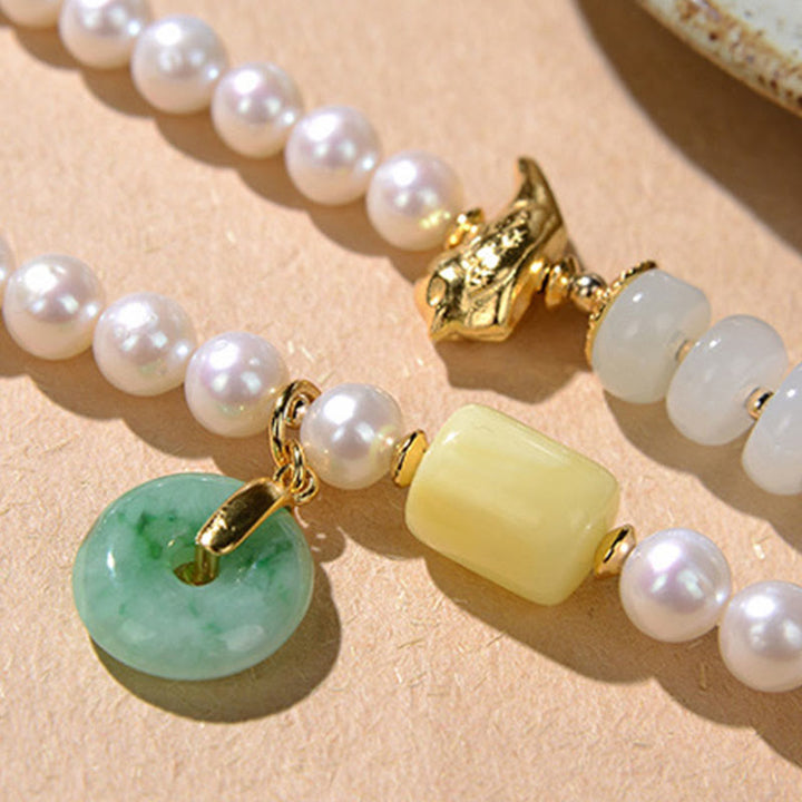 Buddha Stones, Plata de Ley 925, Perla, Jade Hetian, ágata roja, doble felicidad, ámbar, suerte, pulsera cuádruple