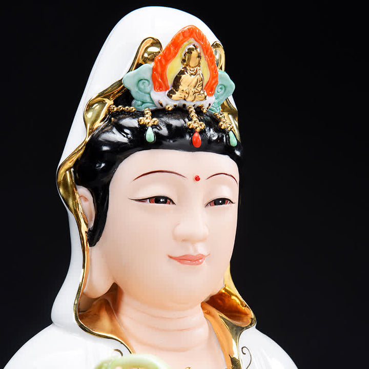 Chenrezig Bodhisattva Avalokitesvara Éxito Estatua de cerámica Decoración del hogar