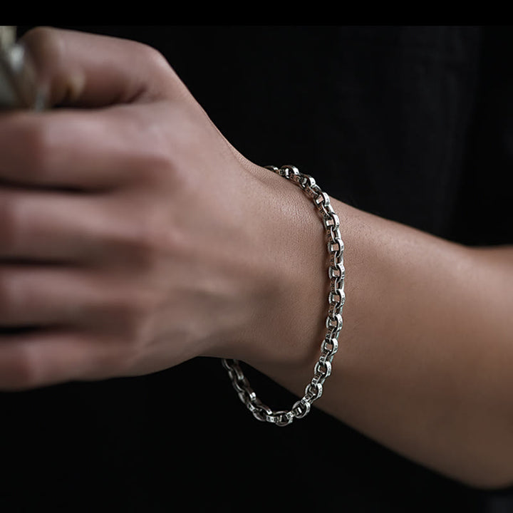 Pulsera de metal creativa con diseño tallado de Om Mani Padme Hum de plata de ley 925 con Buddha Stones