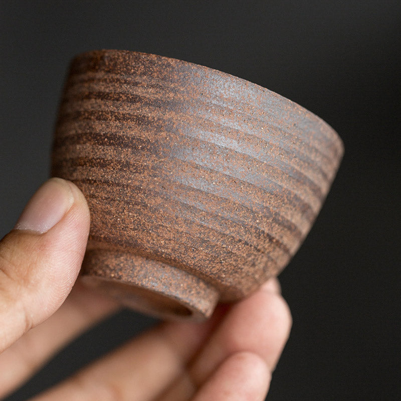 Taza de té de cerámica marrón Retro hecha a mano con Buddha Stones, taza de té de Kung Fu