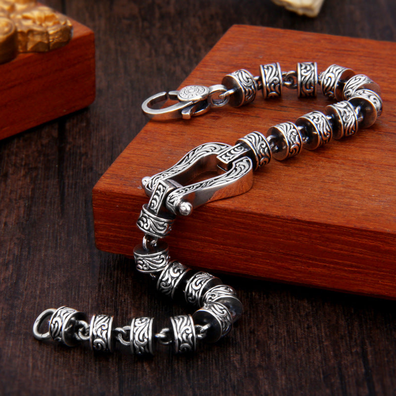 Pulsera con hebilla de la suerte de cobre con diseño de flores de la dinastía Tang de Buddha Stones