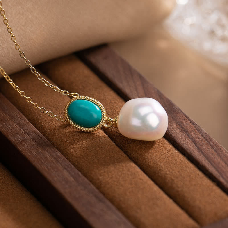 Buddha Stones Plata de Ley 925 Perla Turquesa Anillo Curativo Pendientes Collar Colgante