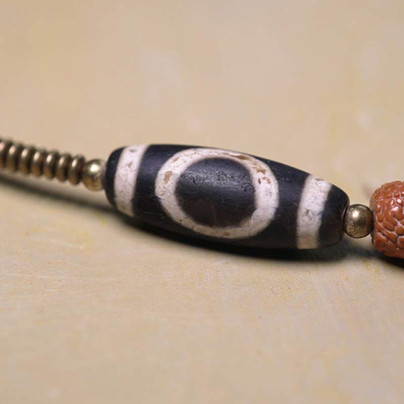 108 cuentas de Mala Rudraksha, semilla Bodhi, cuentas Dzi, pulsera de borlas de suerte auspiciosa