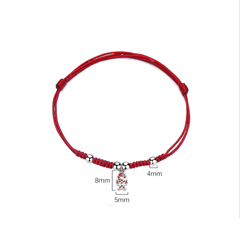 Pulsera roja trenzada hecha a mano con Buddha Stones de plata de ley 925, suerte, pez Koi, riqueza