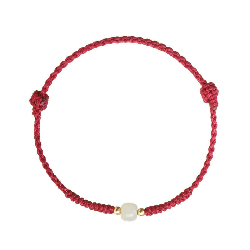 Pulsera trenzada de abundancia de cuentas de la suerte de jade hecha a mano con Buddha Stones