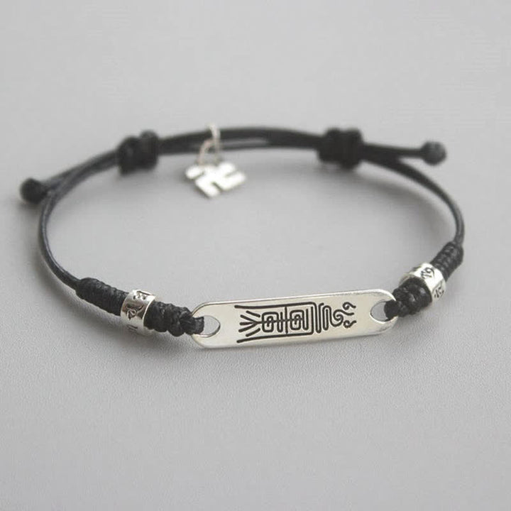 Pulsera trenzada de la fuerza de la suerte con hilo rojo de plata de ley 925 con Buddha Stones