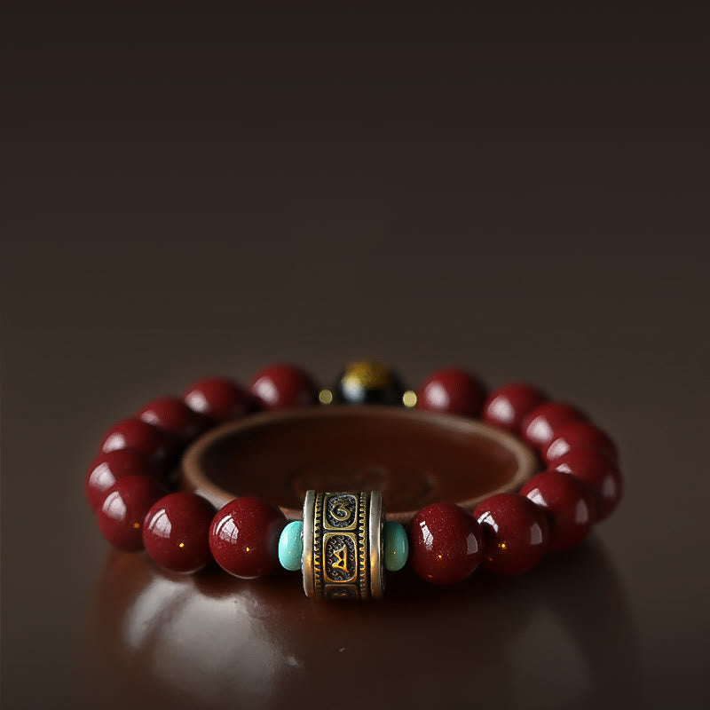 Pulsera de plata de ley 925 con Buddha Stones , zodíaco chino, Buda natal, cinabrio, Om Mani Padme Hum