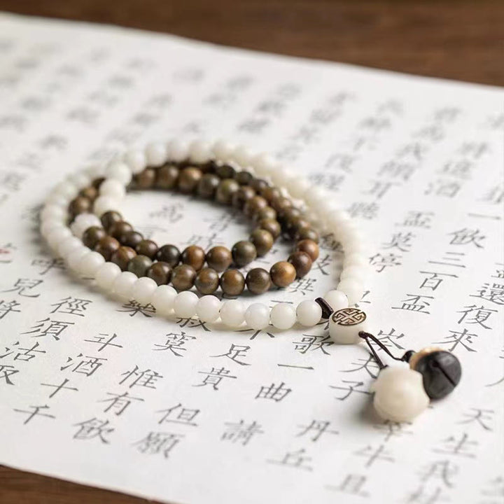 Pulsera calmante de semillas de Bodhi de sándalo verde natural con Buddha Stones