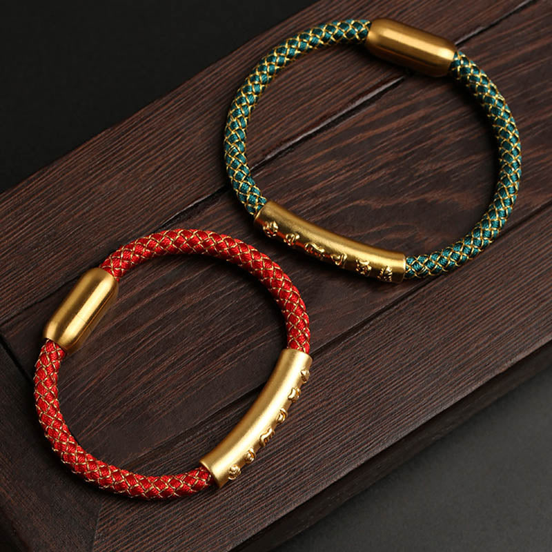 Pulsera con hebilla magnética trenzada a escala de dragón con protección Om Mani Padme Hum de plata de ley 999 hecha a mano con Buddha Stones