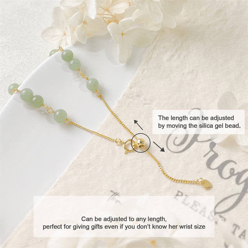 Pulsera con cuentas de suerte llena de oro de 14 quilates con jade hetiano natural único de Buddha Stones