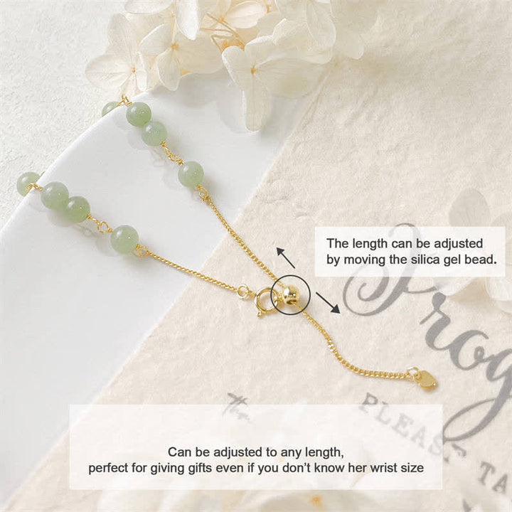 Pulsera con cuentas de suerte llena de oro de 14 quilates con jade hetiano natural único de Buddha Stones