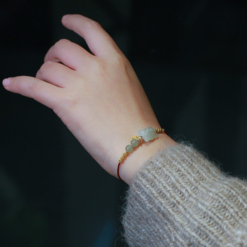 Pulsera de hilo rojo de prosperidad con Buddha Stones del zodíaco chino, tigre, Jade