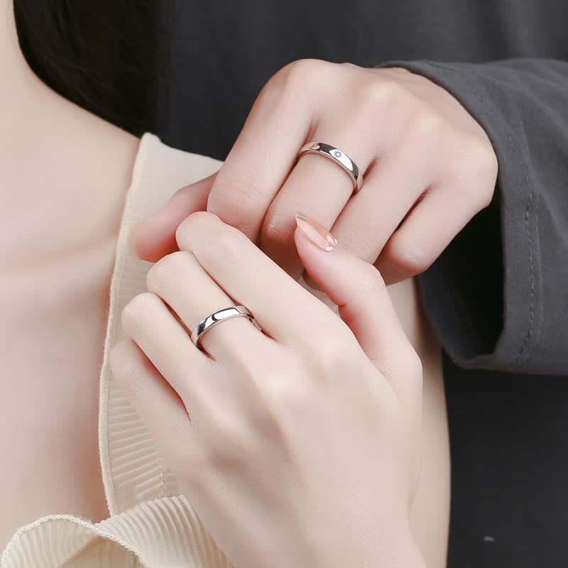 Anillo de pareja ajustable con protección solar y luna de plata de ley 925 con Buddha Stones