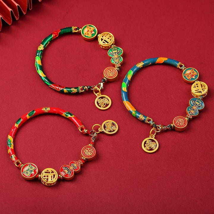 Pulsera de la suerte de la riqueza del león de la felicidad de la fortuna de la calabaza tibetana