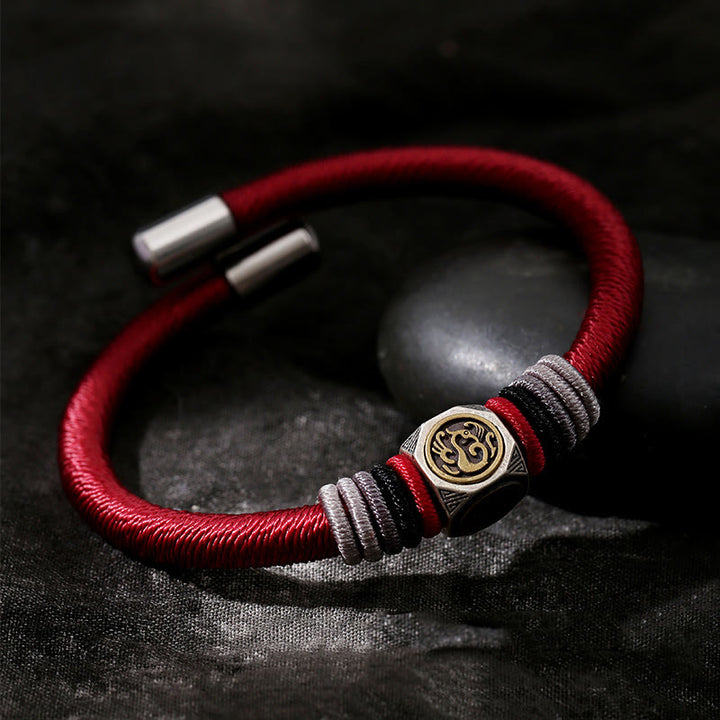 Pulsera de plata de ley 925 con Buddha Stones , nudo perfecto, nudo King Kong, fuerza de la fe