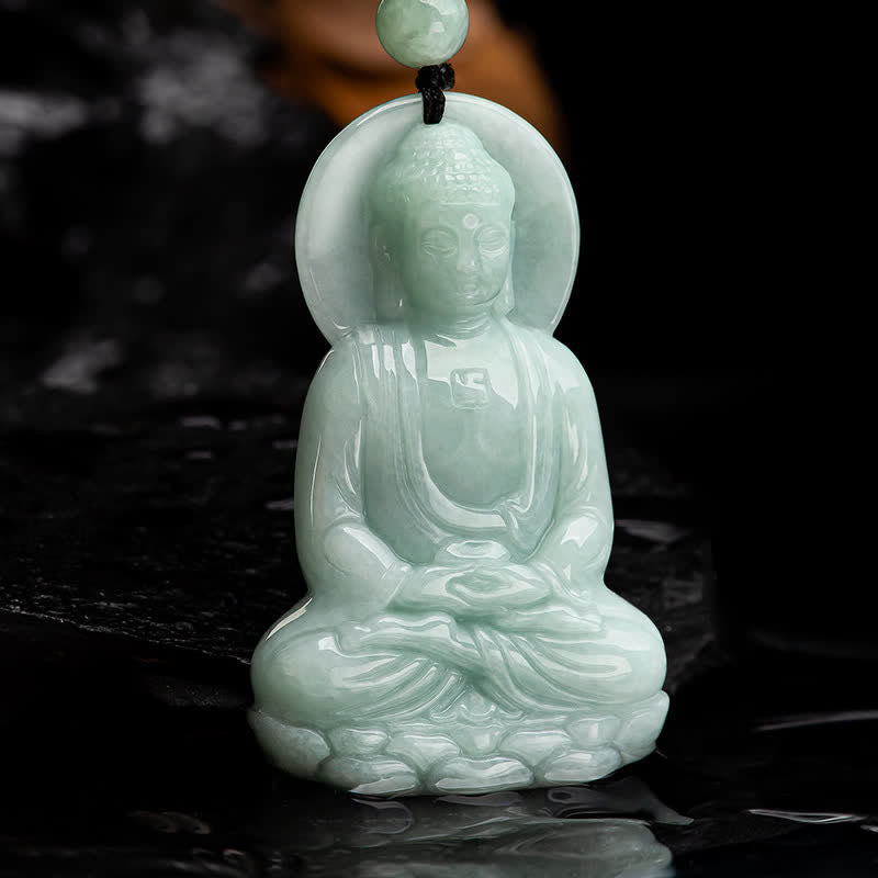 Collar de cadena de compasión con amuleto de jade de Buda Amitabha de Buddha Stones - Símbolo de Buda (Compasión♥Serenidad) - image 9