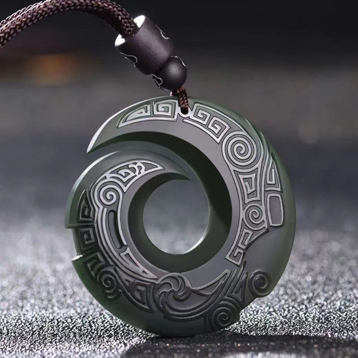Buddha Stones, la suerte mejora el diseño, colgante de collar de la suerte con hebilla de la paz de Jade cian hetiano