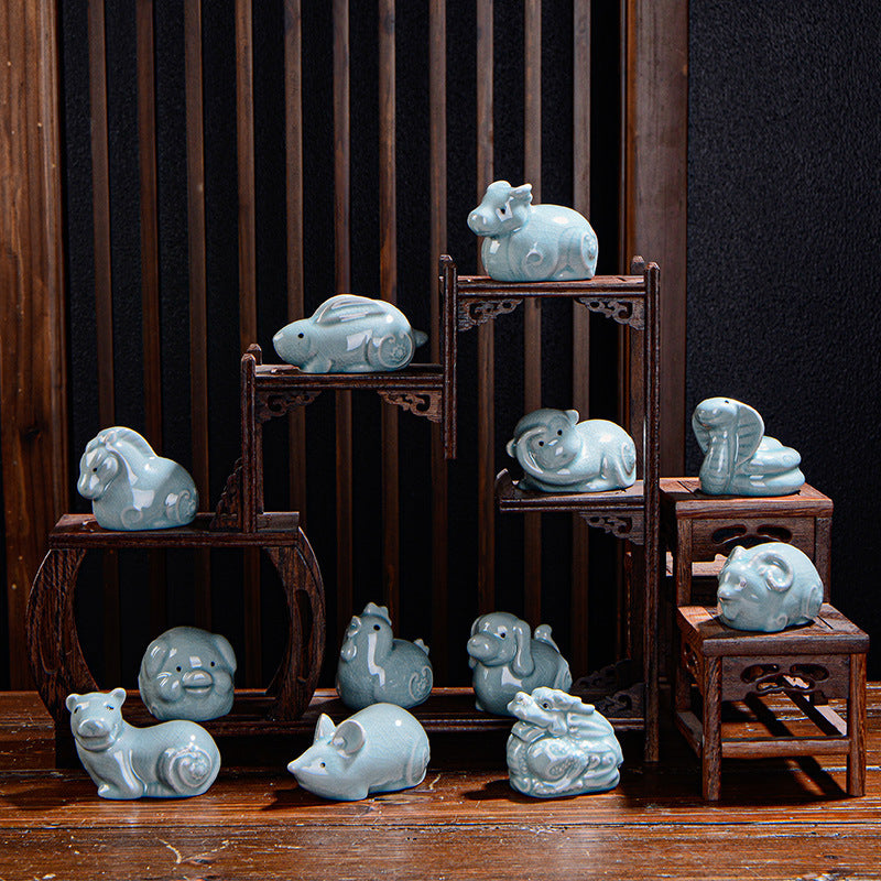 Buddha Stones zodiaco chino riqueza cerámica té mascota hogar estatuilla decoración