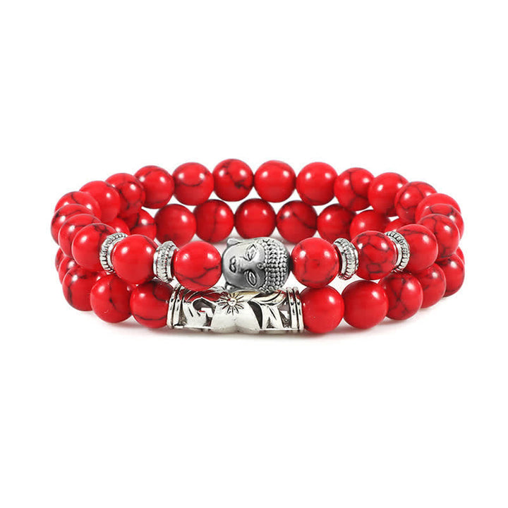 Pulsera de protección de Buda de ágata de cristal Natural, 2 uds., Buddha Stones