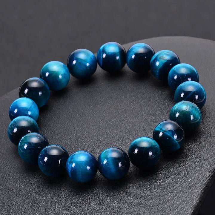 Pulsera de protección de ojos de tigre azul con Buddha Stones - 0,47 pulgadas (12 mm) - image 0