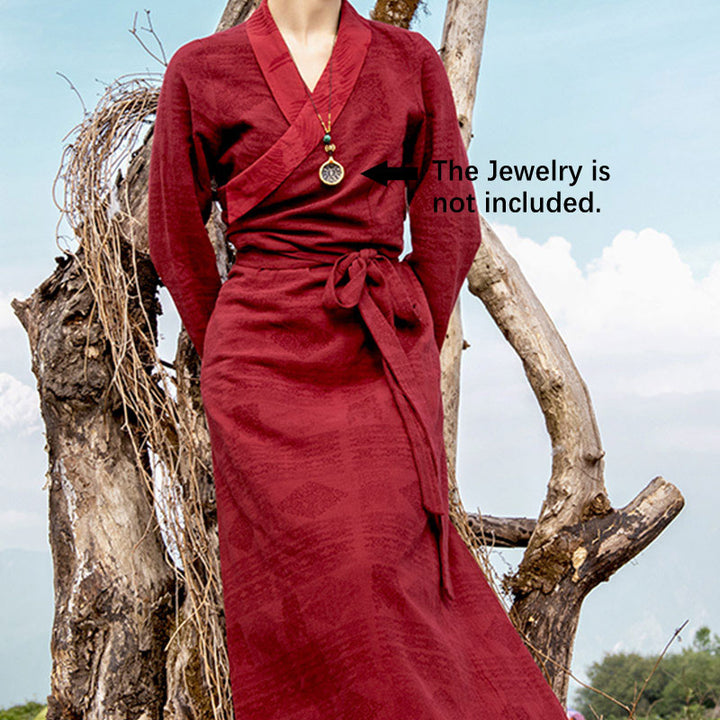 Vestido tibetano con Buddha Stones, vestido largo de Lhasa, vestido largo, ropa de mujer