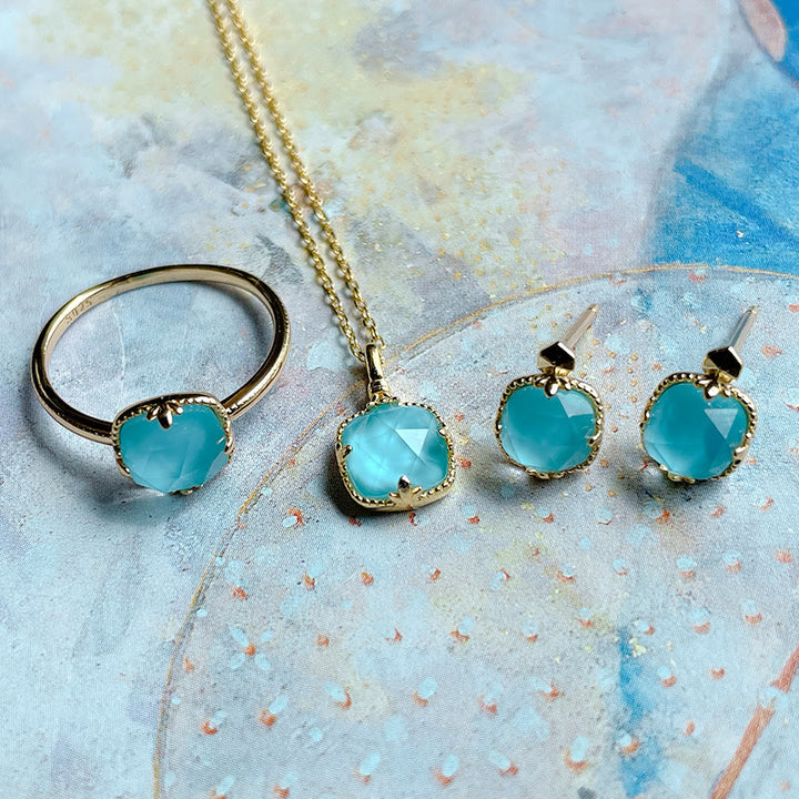 Juego de colgante y collar con anillo de protección chapado en plata de ley 925 con Buddha Stones