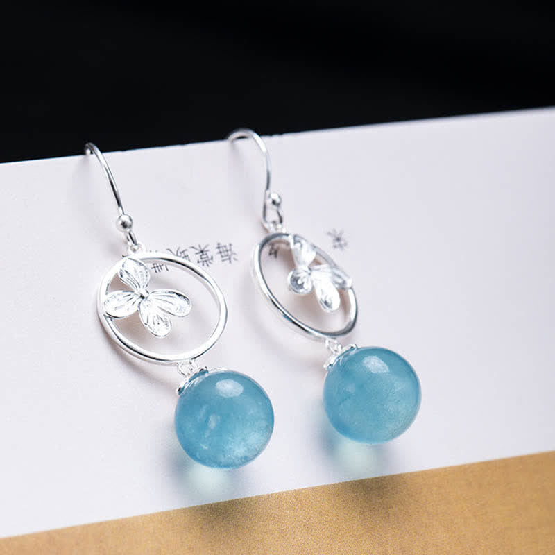 Collar con pendientes de plata de ley 925 con Buddha Stones , aguamarina natural, hoja, flor, paz - image 14