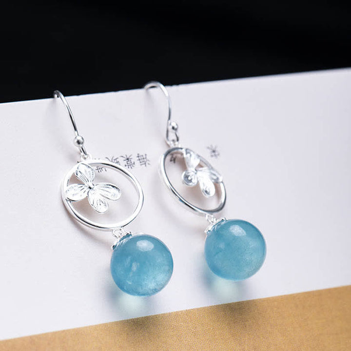 Collar con pendientes de plata de ley 925 con Buddha Stones , aguamarina natural, hoja, flor, paz - image 14