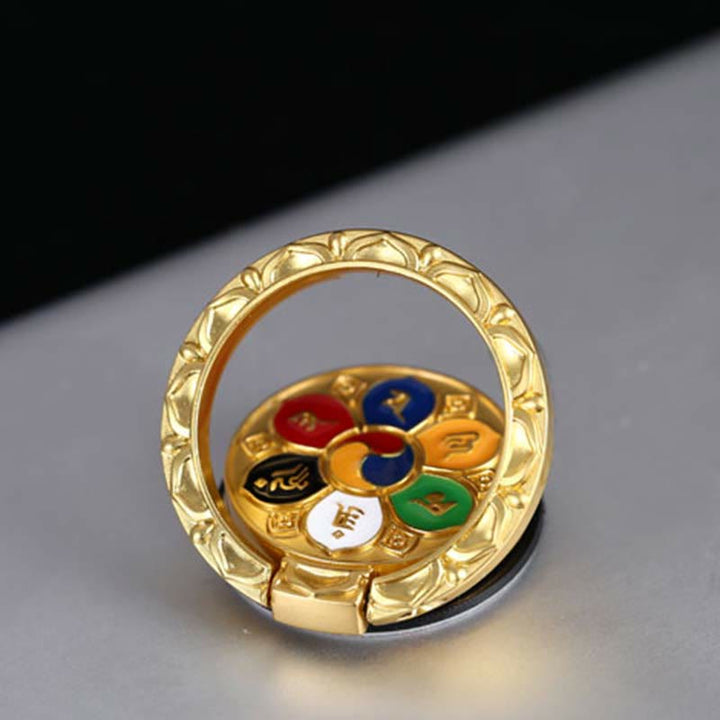 Soporte de anillo para teléfono tibetano Om Mani Padme Hum Peace, decoraciones universales para teléfono