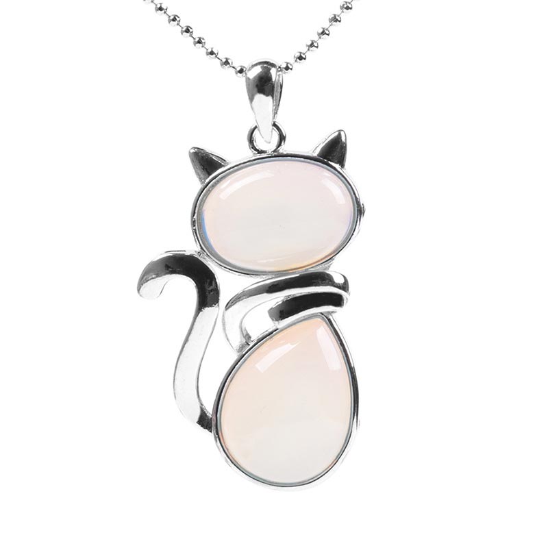 Colgante de collar de protección de cristal natural con diseño de gato de Buddha Stones - image 12
