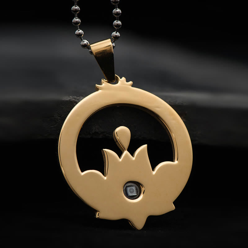 Buddha Stones loto titanio acero iluminación proyección Shurangama Mantra collar colgante