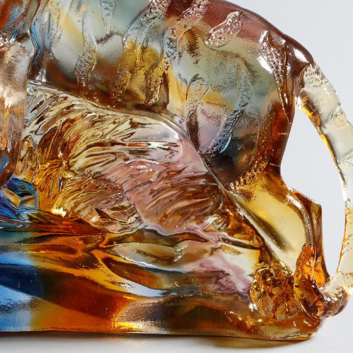 Pieza de arte de tigre de cristal Liuli hecha a mano, protección para decoración del hogar