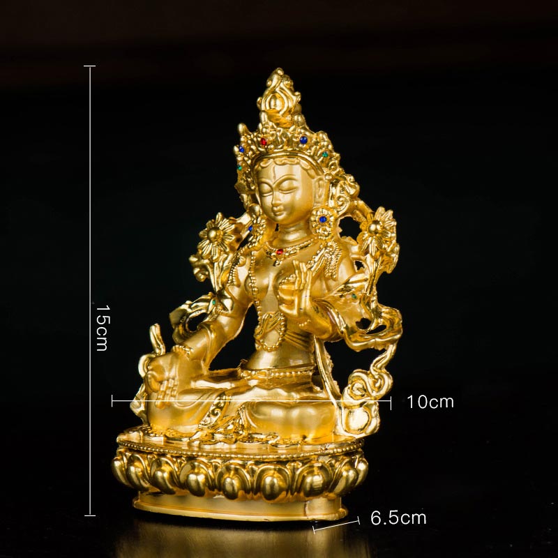 Decoración de estatua chapada en oro con protección de esperanza de Tara Blanca Bodhisattva