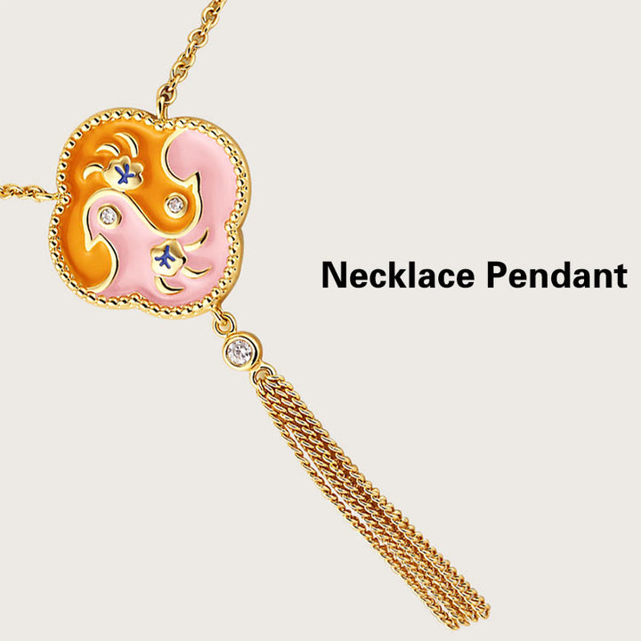Juego de pendientes y pulsera con colgante de collar curativo con dos pájaros de cobre chapado en oro de 18 quilates con Buddha Stones