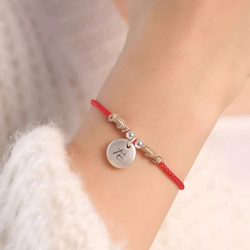 Pulsera trenzada de la suerte del zodíaco chino, hecha a mano, de plata de ley 999 con Buddha Stones, año del dragón