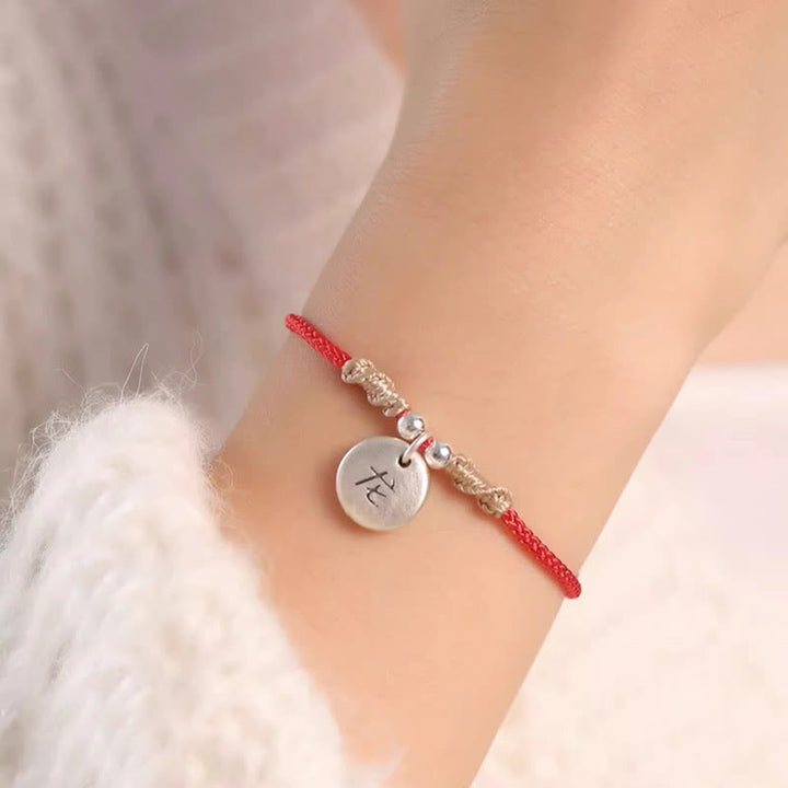 Pulsera trenzada de la suerte del zodíaco chino, hecha a mano, de plata de ley 999 con Buddha Stones, año del dragón
