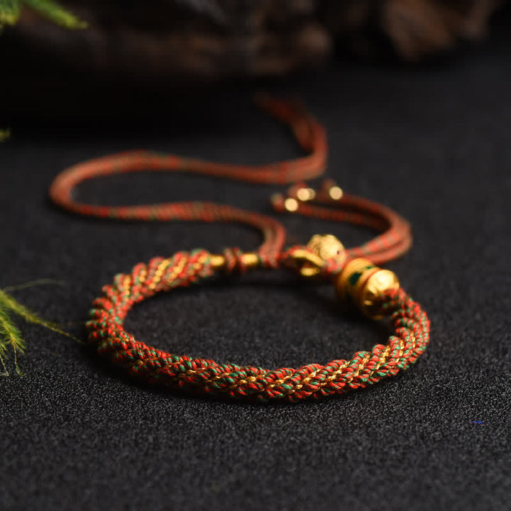 Pulsera de cadena colorida con cuentas de rueda de oración de la suerte hecha a mano tibetana con Buddha Stones